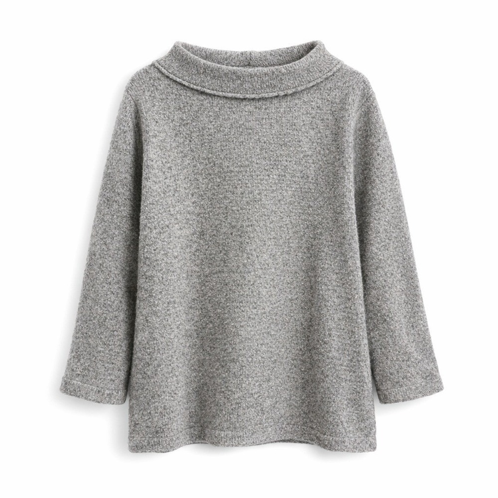 LOFT Funnel Neck Knit Sweater Womens Size XL Gray Casual Minimalist Chic